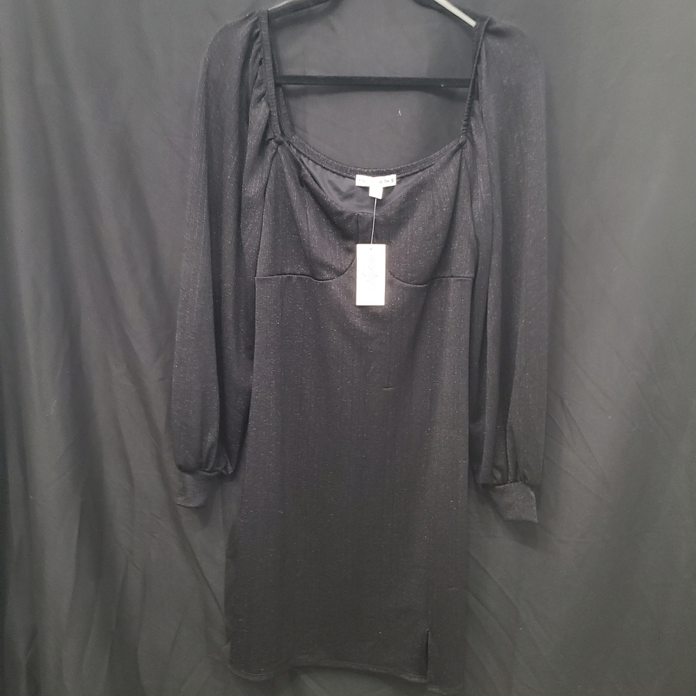 NWT And Now This Black Large Mini Dress Puff Sleeve Goth, Dark Romance, Fairy